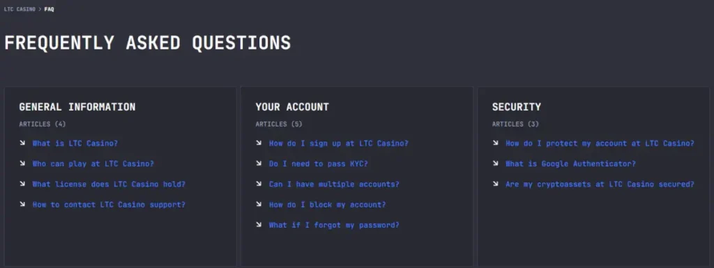 LTCCasino Support